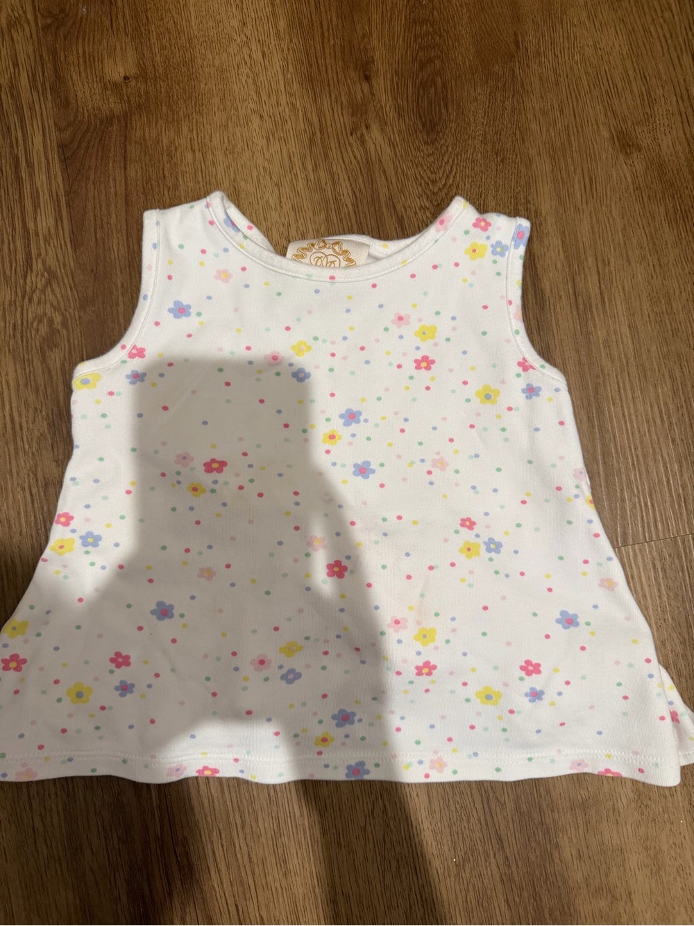 The Beaufort Bonnet Company White Floral Tank Top with Pastel Flowers